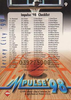 1998 Collector's Edge Impulse - Jersey City '99 Gold #9 Kobe Bryant Back
