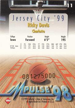1998 Collector's Edge Impulse - Jersey City '99 Gold #11 Ricky Davis Back