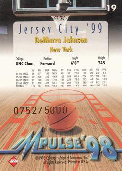 1998 Collector's Edge Impulse - Jersey City '99 Gold #19 DeMarco Johnson Back