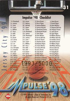 1998 Collector's Edge Impulse - Jersey City '99 Gold #31 Michael Olowokandi Back