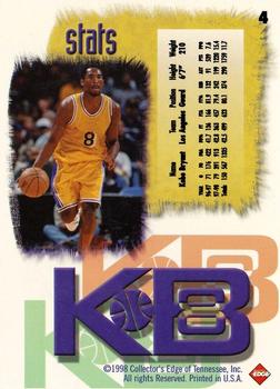 1998 Collector's Edge Impulse - KB8 Gold #4 Kobe Bryant Back
