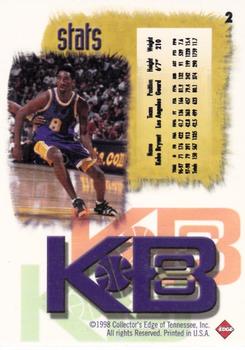 1998 Collector's Edge Impulse - KB8 Silver #2 Kobe Bryant Back