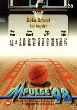 1998 Collector's Edge Impulse - Thick #26 Kobe Bryant Back