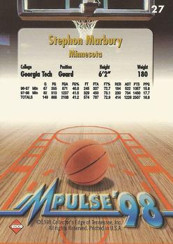 1998 Collector's Edge Impulse - Thick #27 Stephon Marbury Back