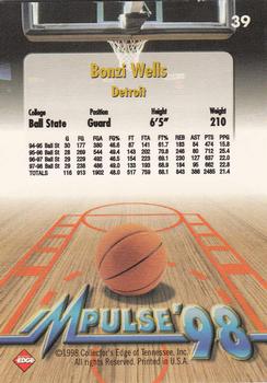 1998 Collector's Edge Impulse - Thick #39 Bonzi Wells Back