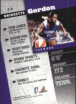 1998 Pinnacle WNBA - Arena Collection #25 Bridgette Gordon Back