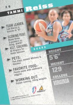 1998 Pinnacle WNBA - Arena Collection #26 Tammi Reiss Back