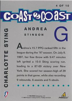 1998 Pinnacle WNBA - Coast to Coast #4 Andrea Stinson Back