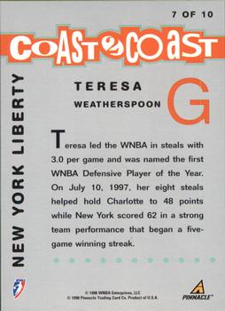 1998 Pinnacle WNBA - Coast to Coast #7 Teresa Weatherspoon Back