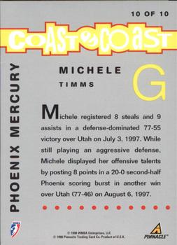 1998 Pinnacle WNBA - Coast to Coast #10 Michele Timms Back