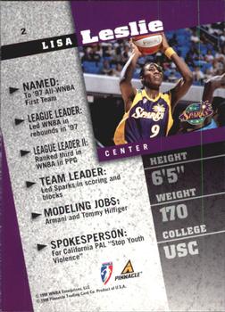 1998 Pinnacle WNBA - Court Collection #2 Lisa Leslie Back