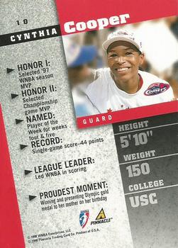 1998 Pinnacle WNBA - Court Collection #10 Cynthia Cooper Back