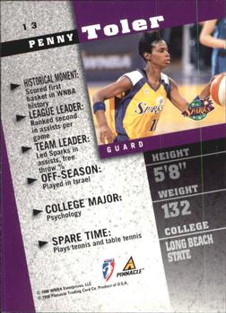 1998 Pinnacle WNBA - Court Collection #13 Penny Toler Back