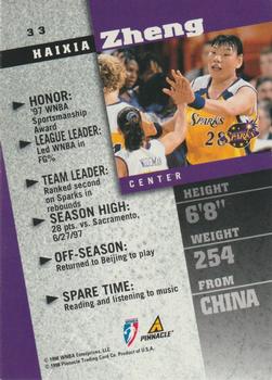 1998 Pinnacle WNBA - Court Collection #33 Haixia Zheng Back