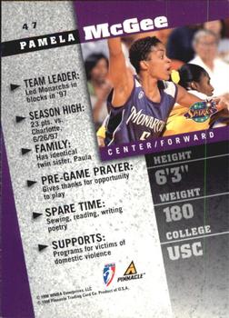 1998 Pinnacle WNBA - Court Collection #47 Pamela McGee Back