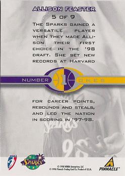 1998 Pinnacle WNBA - Number Ones #5 Allison Feaster Back