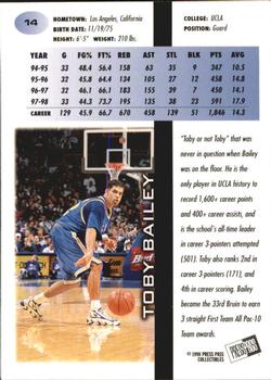 1998 Press Pass - Torquers #14 Toby Bailey Back
