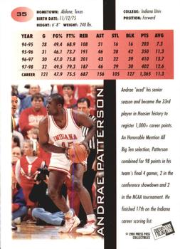 1998 Press Pass - Torquers #35 Andrae Patterson Back