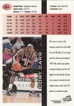 1998 Press Pass - In The Zone #23 Cory Carr Back