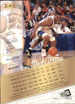 1998 Press Pass Authentics - Hang Time #8 Paul Pierce Back