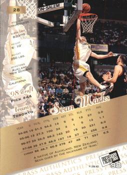 1998 Press Pass Authentics - Hang Time #28 Sean Marks Back