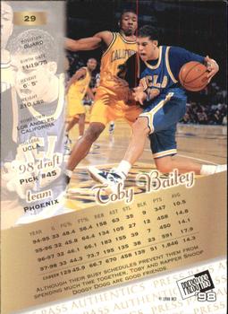 1998 Press Pass Authentics - Hang Time #29 Toby Bailey Back