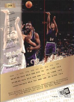 1998 Press Pass Authentics - Hang Time #39 Ray Allen Back