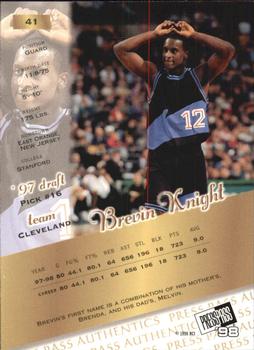 1998 Press Pass Authentics - Hang Time #41 Brevin Knight Back