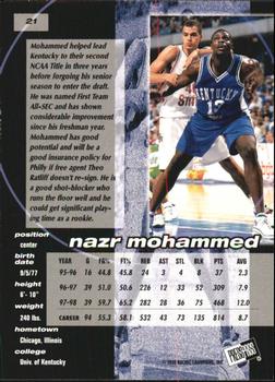 1998 Press Pass Double Threat - Alley-Oop #21 Nazr Mohammed Back