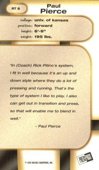 1998 Press Pass Double Threat - Retros #RT-8 Paul Pierce Back