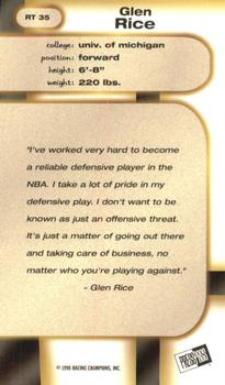 1998 Press Pass Double Threat - Retros #RT-35 Glen Rice Back