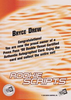 1998 Press Pass Double Threat - Rookie Script Autographs #NNO Bryce Drew Back
