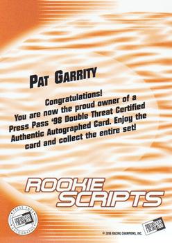 1998 Press Pass Double Threat - Rookie Script Autographs #NNO Pat Garrity Back