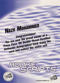 1998 Press Pass Double Threat - Rookie Script Autographs #NNO Nazr Mohammed Back