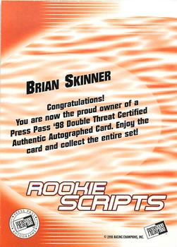 1998 Press Pass Double Threat - Rookie Script Autographs #NNO Brian Skinner Back