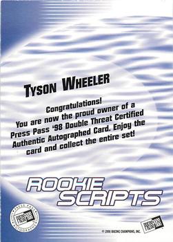 1998 Press Pass Double Threat - Rookie Script Autographs #NNO Tyson Wheeler Back