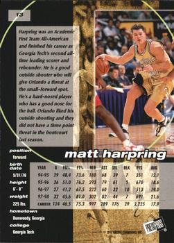 1998 Press Pass Double Threat - Torquers #13 Matt Harpring Back