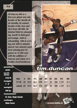 1998 Press Pass Double Threat - Torquers #35 Tim Duncan Back