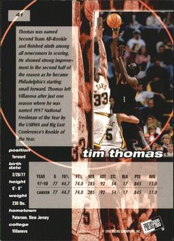 1998 Press Pass Double Threat - Torquers #41 Tim Thomas Back
