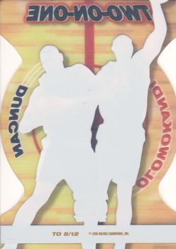 1998 Press Pass Double Threat - Two-On-One #TO5 Michael Olowokandi / Tim Duncan Back