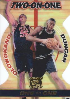 1998 Press Pass Double Threat - Two-On-One #TO5 Michael Olowokandi / Tim Duncan Front