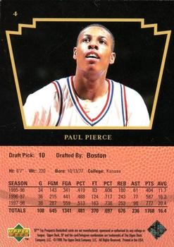 1998 SP Top Prospects - President's Edition #4 Paul Pierce Back