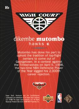 1998 Upper Deck Hardcourt - High Court #H1 Dikembe Mutombo Back