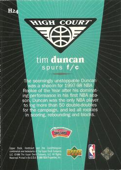 1998 Upper Deck Hardcourt - High Court #H24 Tim Duncan Back