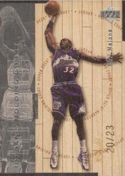 1998 Upper Deck Hardcourt - Jordan Holding Court Silver #J27 Karl Malone / Michael Jordan Front