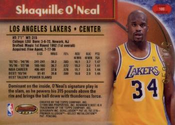 1998-99 Bowman's Best - Atomic Refractors #100 Shaquille O'Neal Back