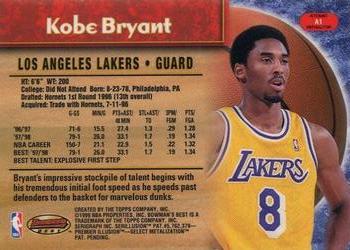 1998-99 Bowman's Best - Autograph Atomic Refractors #A1 Kobe Bryant Back