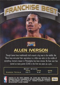 1998-99 Bowman's Best - Franchise Best #FB10 Allen Iverson Back