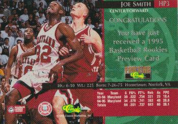 1995 Classic Rookies - Pro Line Printers Proofs #HP3 Joe Smith Back