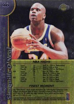 1998-99 Finest - No Protector #40 Shaquille O'Neal Back